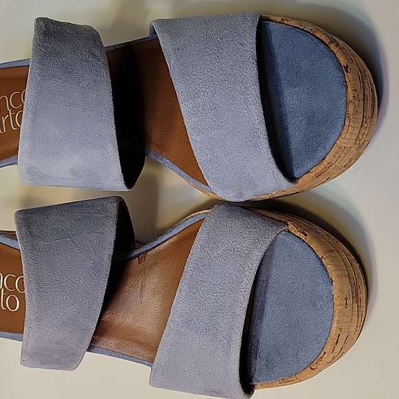 FRANCO SARTO Light Blue Suede Leather Wedge Sandals Size 6.5 - Picture 5 of 16